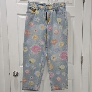 Wild Fable Light-Wash HIGH RISE  Straight Leg Jeans with Pastel Floral Print